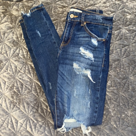 KanCan Destruction High Rise Blue Skinny Jeans NWOT - Picture 3 of 11